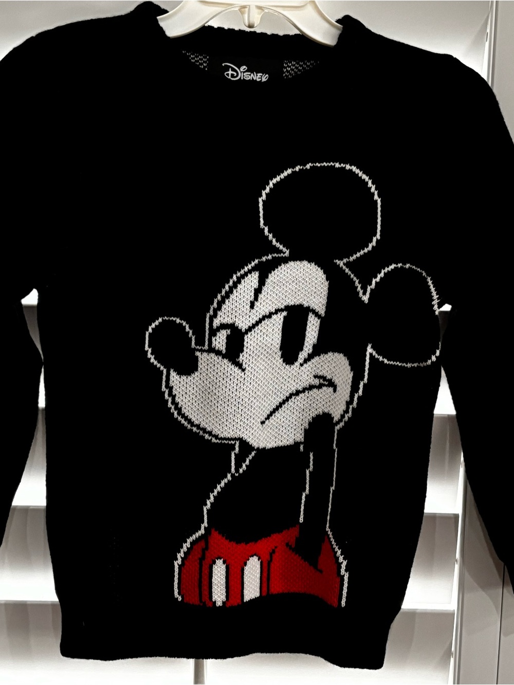 Disney Black Knit Sweater with Red Accent Mickey Graphic